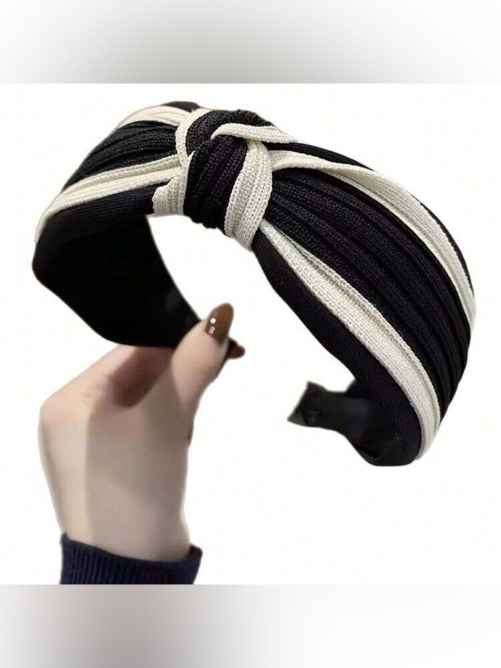 Black and Cream Knotted Ribbed Headband - Women's Fashion Accessory NWT